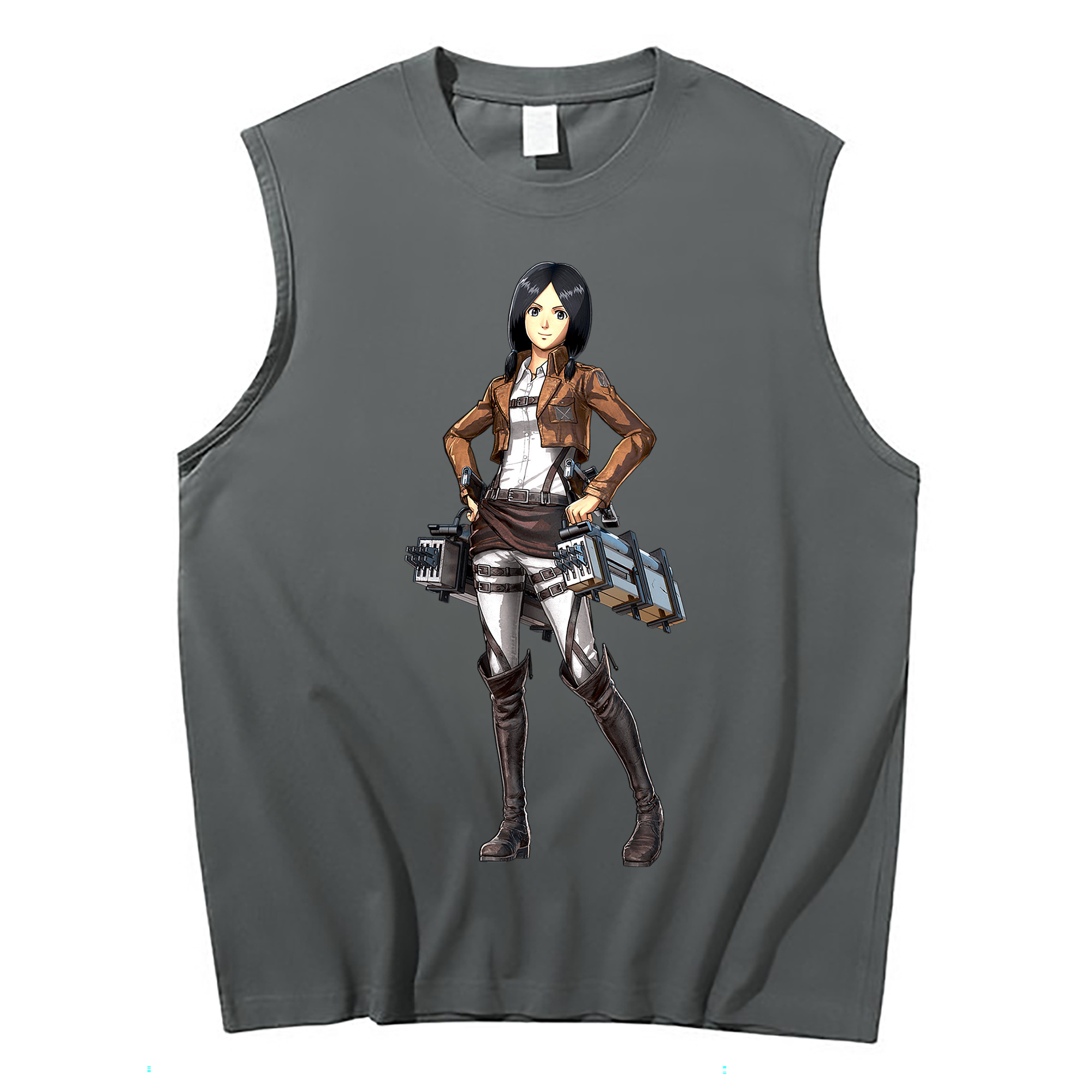 （画像用） 進撃の巨人 ミカサ·アッカーマン Attack on Titan Mikasa Ackerman コットン100％タンクトップ（フロントプリント）